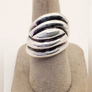 Sterling Chunky Modernist Ring Heavy Size 8 1/2